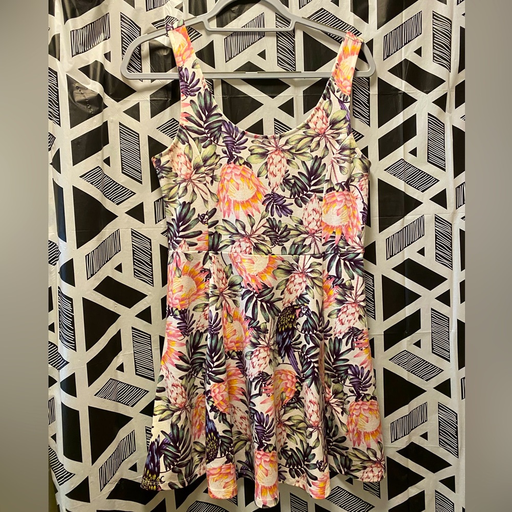 H&M tropical floral skater dress